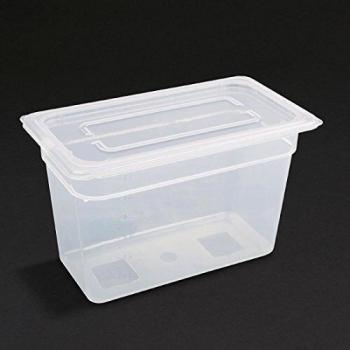 4 x Vogue 1/3 Gastronorm contenedor con tapa 200 mm cajas de almacenamiento de alimentos restaurante