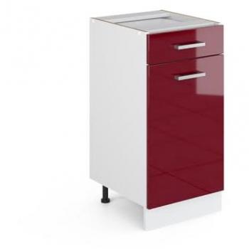 Mueble Bajo Universal R-Line, Rojo Burdeos Brillante, 40 cm con Cajón, Sin Encimera Vicco