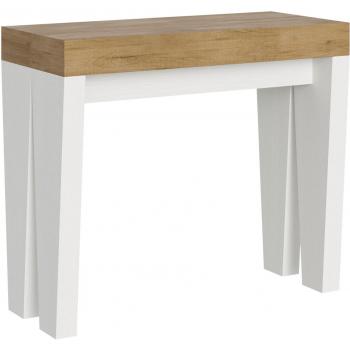 Consola extensible 90x40/196 cm Spimbo Mix Small Tapa Roble Natural - Estructura Fresno Blanco