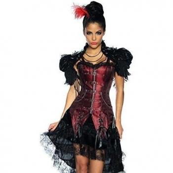Vintage Shop - Corsé - Rayas - para mujer Rot/Schwarz S