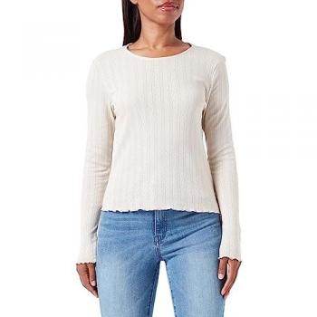 Camiseta de manga larga corta con microcalado Carlotta Beige Regular Fit