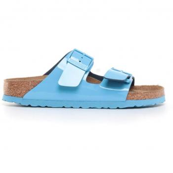 Birkenstock Arizona Birko-Flor Patent Sandalia Babucha Charol Cielo Azul
