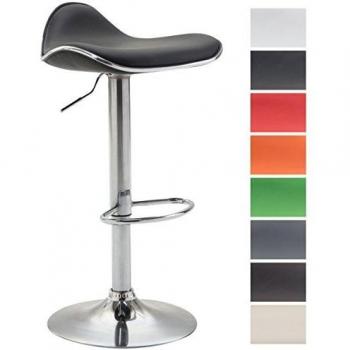 Taburete de Bar Shanghai Negro con Asiento de Similpelle y Altura Regulable 60-80cm, Diseño Moderno y Estructura de Metal Cromado