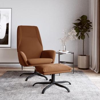 Sillón de relax con reposapiés de tela de microfibra marrón