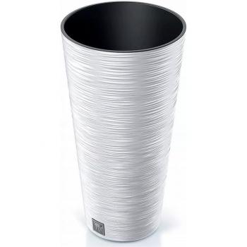 Macetero Prosperplast FURU con Depósito y Relieve Espectacular en Cemento de 30x30x57.5cm y 15L Capacidad