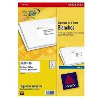 Etiquetas Adhesivas Avery J8162-100 para Dirección 99,1 x 33,9 mm Blancas - Caja de 1600 Etiquetas (100 Hojas)