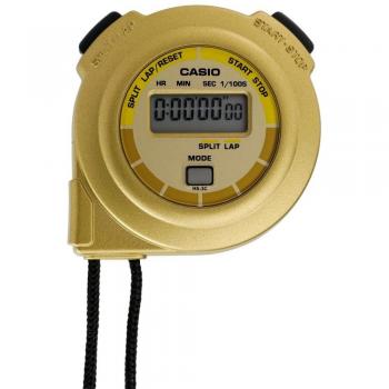 Cronómetro Digital Dorado Casio HS-3C-9JH con Medición de Vueltas y Función Silenciosa