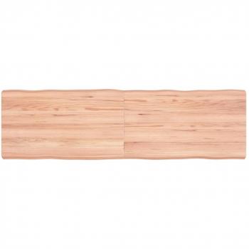 Tablero de mesa de roble sin tratar marrón claro 140x40x(2-6) cm con borde natural
