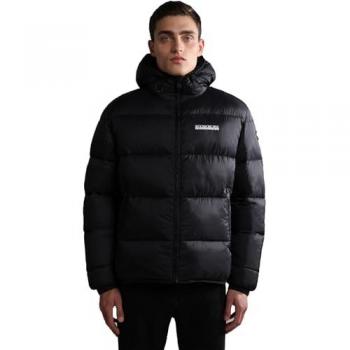Napapijri Suomi 1 Black Puffer Jacket with Hood - Men's Size L
