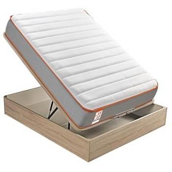 Pack colchón sostenible HR visco soja natural y canapé abatible natural gran capacidad, entrega, montaje dentro del domicilio y retirada usado incluida, Rock, Gris, 150x190, 3 años garantía