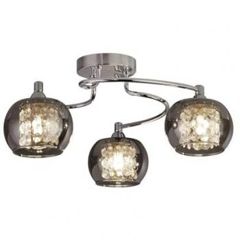 Lámpara de Techo Contemporánea Lovell, Acero Cromado y Cristal Ahumado, 3 Luces G9