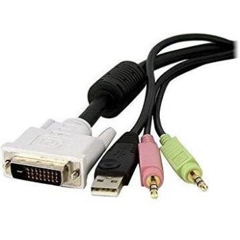 StarTech DVID4N1USB15 4-IN-1 USB DUAL LINK DVI-D KVM SWITCH CABLE W/AUDIO -