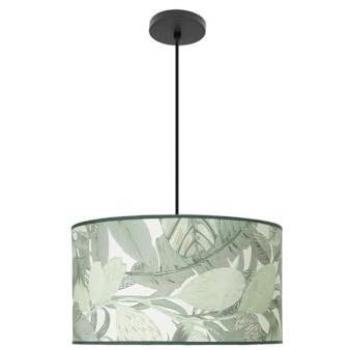 Lámpara Colgante Moderna 2xe27 Negro con Pantalla de Hojas Verdes 40x40cm con Difusor