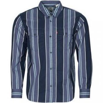 Camisa Vaquera de Algodón para Hombre Relaxed Fit Manga Larga Azul/Rayas Carson XL