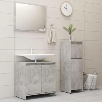 Juego de muebles de baño 3 piezas madera ingeniería gris hormigón