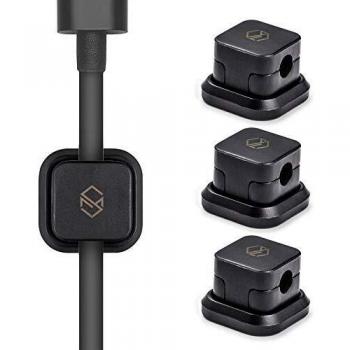 Sinjimoru Clip Magnético Adhesivo para Cables, Organizador de Cables compatible con la mayoría de cables. Organizador multiusos para cables, organizador de cables en coche u oficina, soporte magnético para cables, paquete de 3 unidades, color negro