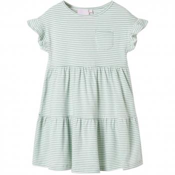 Vestido infantil de mangas con volantes verde menta 140