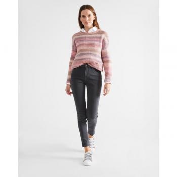 Pantalón mujer slim fit gris / Vaquero recto de mujer slim fit de tiro medio liso