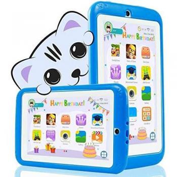 Tablet Niños 7 Pulgadas,Android 10.0 Tablets Infantil, WiFi - QuadCore - Certificación GMS YESTEL, 1GB + 16GB, Funda Silicona Portátil - Educativo | Regalo Cumpleaños Tableta PC para Niños