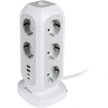 Regleta Verbatim con 11 salidas AC, 2 tomas USB-A y 2 USB-C - Blanco