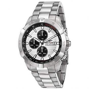 Sector ADV2500 Men's Chronograph Watch 43mm Stainless Steel White Dial 10ATM