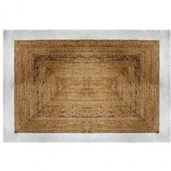 Alfombra de yute natural con borde blanco 120 x 170 cm