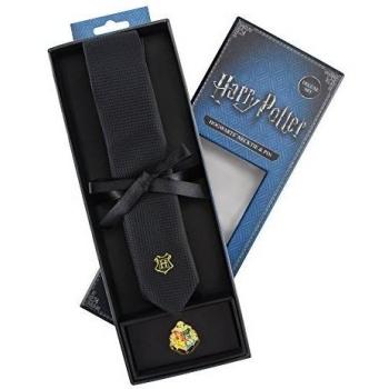 Cinereplicas - Harry Potter - Corbata con Broche - Edición Deluxe - Licencia Oficial - Hogwarts - Talla Única – 100 % Microfibra – Se Entrega con 1 Caja de Regalo - Negro