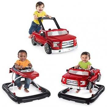 Bright Starts, Andador Ways to Play 4 en 1 Ford F-150 rojo con Sonidos y Luces, Volante de Actividades Extraíble, Primeros Pasos, Plegable, Altura Ajustable, desde 6 meses