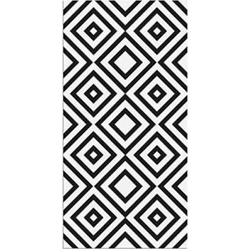 Alfombra Vinílica, Cuadriláteros, 80 x 40 x 0.2 cm, Color Negro y Blanco, ALV-029