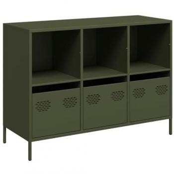Aparador de acero laminado en frío verde oliva 101,5x39x73,5 cm vidaXL, Armario de almacenaje, Mueble aparador, Mueble de almacenaje de Cocina, bufé