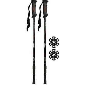 Schreuders Sport Unisex's 21SV Anti Shock Adjustable Hiking Cane Pair, Black/Red/White, One Size