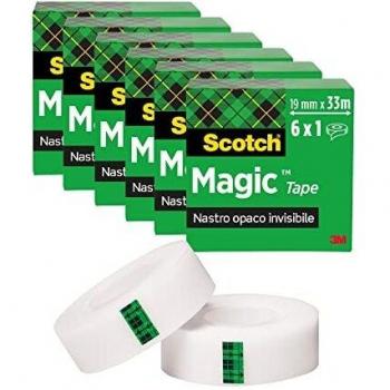 Scotch 810PK6 - Cinta invisible, 19 mmx33m, Paquete con 6 cajas