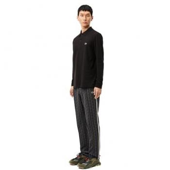 Lacoste Paris Monogram Slim-Fit Jogger Sweatpants for Men - Gray/Black, Size M