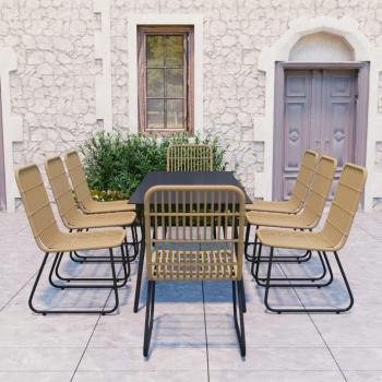 9-Piece Outdoor Dining Set in Poly Rattan and Glass