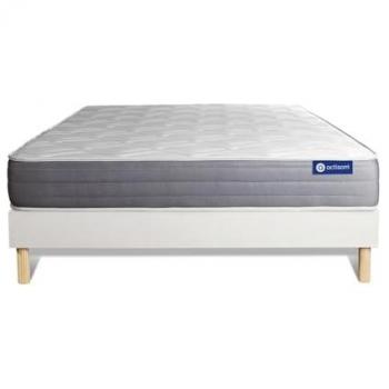 Kit Somier Blanco + Colchón 150x190cm con Muelles Ensacados y Espuma Viscoelástica