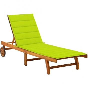 Tumbona de jardín de Acacia con almohada pesada y cojín