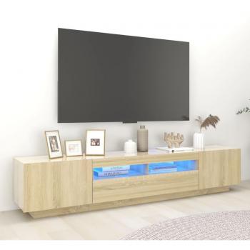 vidaXL TV Cabinet with LED Lights Sonoma Oak 200x35x40 cm