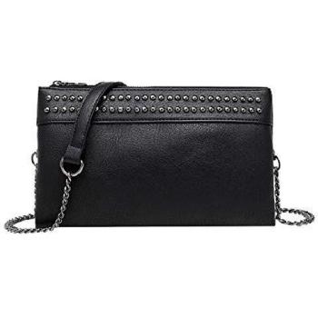 EVEOUT Bolso Bandolera Estampado de Calaveras Punk para Mujer Bolso de Hombro de Calavera Gótica de Cuero con Cadena/Cartera Larga para Mujer Modelo