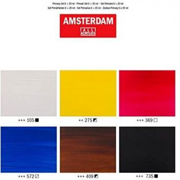 Set de 6 tubos de pintura acrílica Amsterdam colores primarios 20 ml