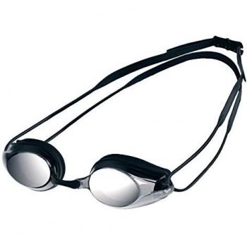 Arena Tracks Mirror Unisex Swimming Goggles - Black with Mirrored Lenses, Anti-Fog and UV Protection