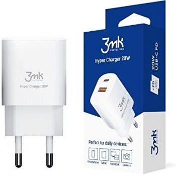 Cargador Rápido 3MK HyperCharger 20W - USB-C, USB-A - Blanco, Cargador de coche para móvil 3MK 5903108447003