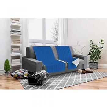 Italian Bed Linen Elegant Protector de Respaldo y Asiento para Sofá, Microfibra, Gris Claro y Azul Royal, 40x30x15 cm