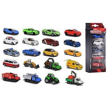 Majorette 212053166 Street Cars - Set de 5 Coches de Juguete de Metal de 7.5 cm con Sistema de Rueda Libre, 4 Modelos Disponibles