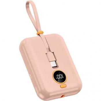 DAM Powerbank 10.000mAh con carga rápida PD 22,5W, cable USB-C y Lightning integrado, pantalla LED de carga, dimensiones 8x2,5x6 cm