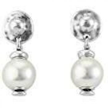 UNO de 50 Azteca Collection Silver-Plated White Pearl Earrings