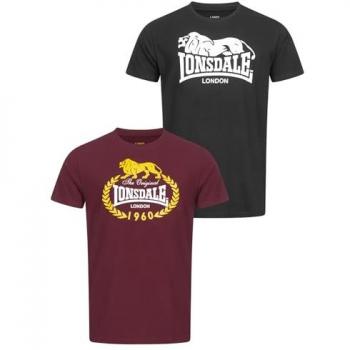 Camisetas de Hombre Lonsdale 117433 Negro/Borgoña