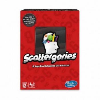 Juego de Mesa Scattergories Portugués - Hasbro Gaming, incluye categorías creativas, temporizador de 3 minutos, lápiz y hojas de respuesta para hasta 6 jugadores