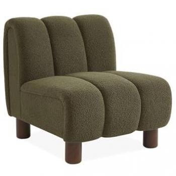 Sillón Reclinable Borreguito Kaki con Patas Redondeadas de Madera - 78x90x79 cm