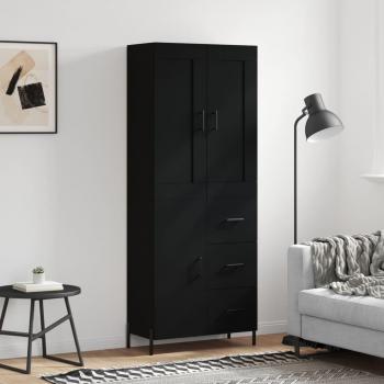 Alacena alta de madera multicapa negra 69,5x34x180 cm