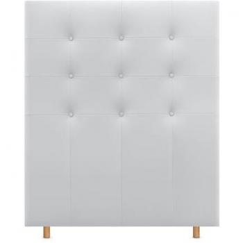Cabecero Capitoné hasta el Suelo Tapizado en Polipiel Blanco ACUALINE para Cama Individual y Matrimonio (110cm, compatible con camas 80/90/105)